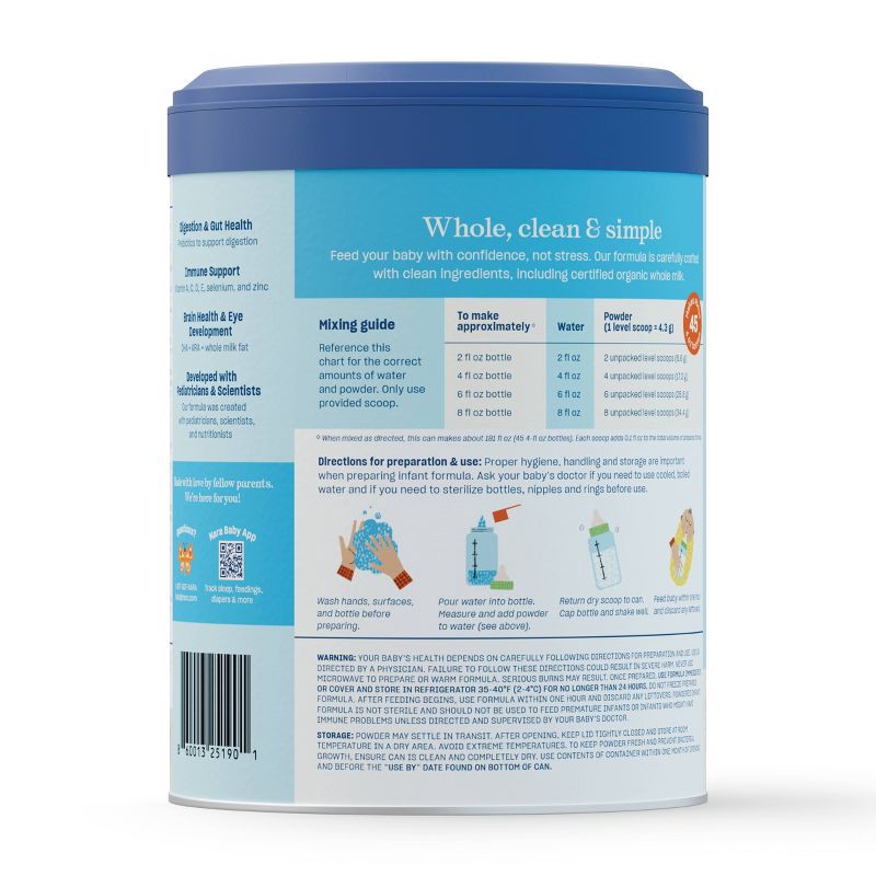 slide 2 of 9, Nara Organics Whole Milk Infant Formula Powder - 24.7oz, 24.7 oz