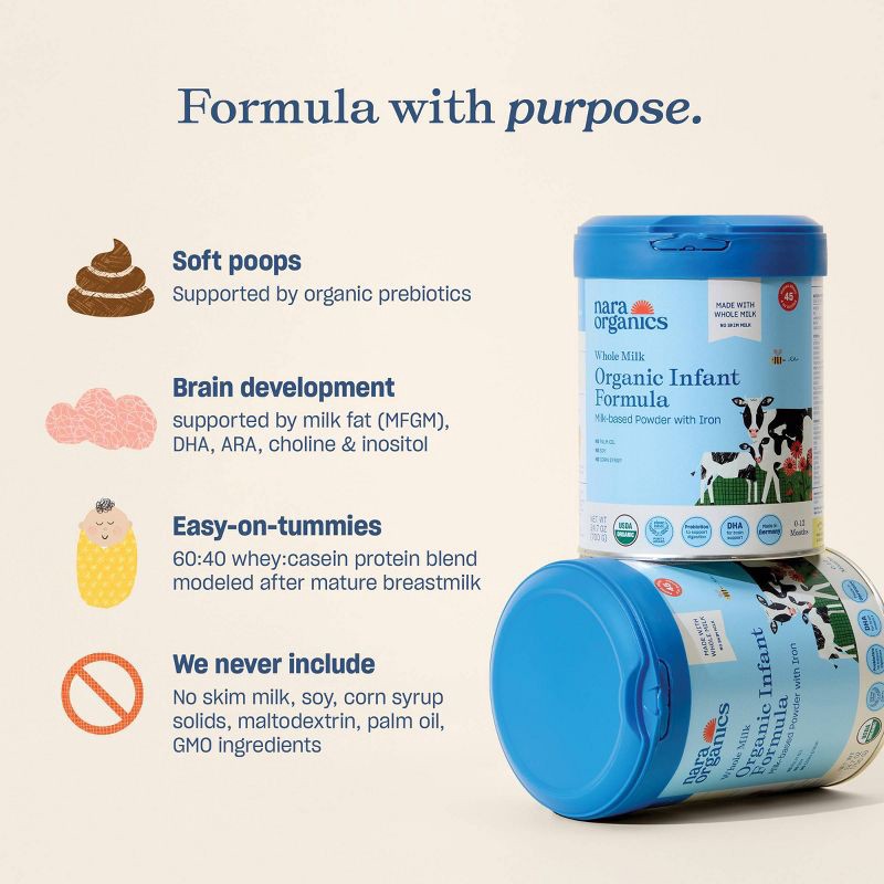 slide 9 of 9, Nara Organics Whole Milk Infant Formula Powder - 24.7oz, 24.7 oz