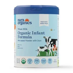 Nara Organics Whole Milk Infant Formula Powder - 24.7oz: Organic Certified, Non-GMO Project Verified, Easy to Digest, No Artificial Flavors