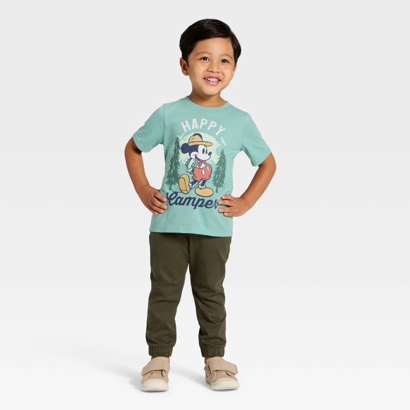 slide 4 of 4, Toddler Boys' Disney Mickey Mouse Happy Camper T-Shirt - Olive Green 2T, 1 ct