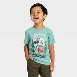 Toddler Boys' Disney Mickey Mouse Happy Camper T-Shirt - Olive Green 2T