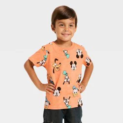 Toddler Boys' Disney Mickey Mouse & Friends Short Sleeve T-Shirt - Orange 4T