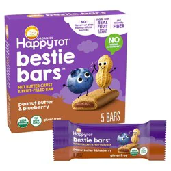 Happy Baby HappyTot Organics Bestie Bars Peanut Butter & Blueberry - 5ct/3.7oz: Organic Certified, Non-GMO, Gluten-Free, Ready to Eat