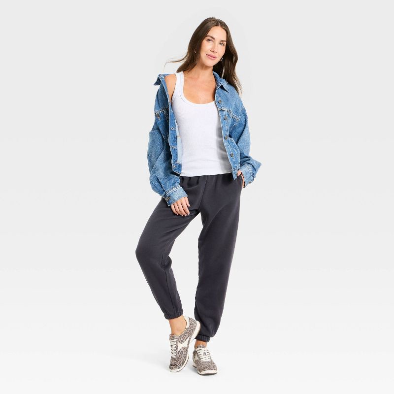 slide 3 of 3, Women's Mid-Rise Fleece Jogger Pants - Universal Thread™ Charcoal Gray M, 1 ct
