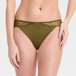 Women's Invisible Edge Lace Cheeky Underwear - Auden™ Olive Green S