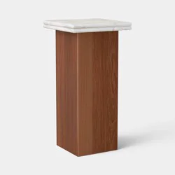Marble and Wood Drink Table Brown - Threshold™