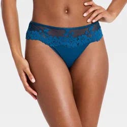Women's Bloom Edge Lace Cheeky Underwear - Auden™ Blue XS