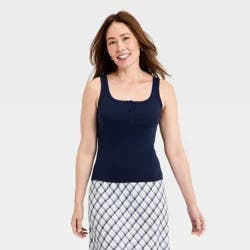 Women's Fitted Tank Top - Universal Thread™ Navy Blue XL