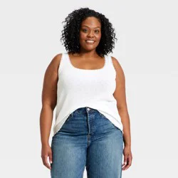 Women's Rib Lace Tank Top - Universal Thread™ White XXL