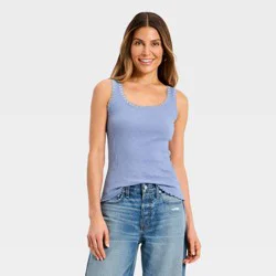 Women's Rib Lace Tank Top - Universal Thread™ Blue S