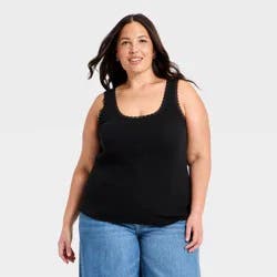 Women's Rib Lace Tank Top - Universal Thread™ Black XXL