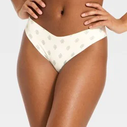 Women's Invisible Edge Cotton Thong Underwear - Auden™ White XS