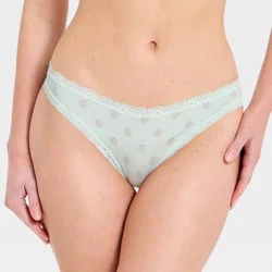 Women's Cloud Knit Lace Trimmed Thong Underwear - Auden™ Mint XL