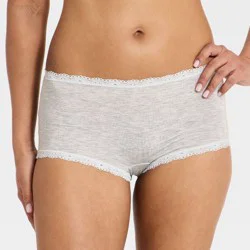 Women's Cloud Knit Lace Trimmed Boy Shorts Underwear - Auden™ Heather Gray XL