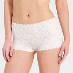 Women's Invisible Edge Lace Boy Shorts Underwear - Auden™ White M