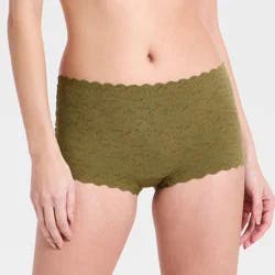 Women's Invisible Edge Lace Boy Shorts Underwear - Auden™ Olive Green L