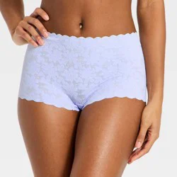 Women's Invisible Edge Lace Boy Shorts Underwear - Auden™ Blue XL