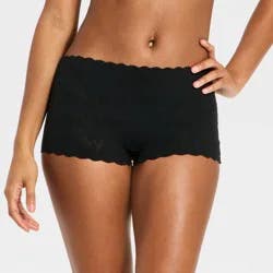 Women's Invisible Edge Lace Boy Shorts Underwear - Auden™ Black M