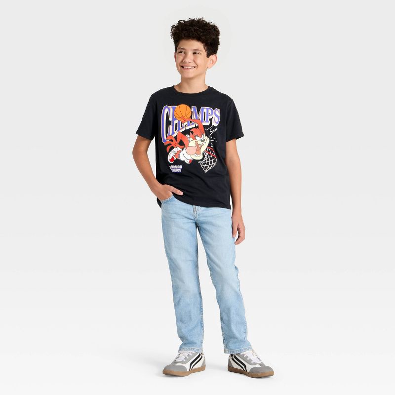 slide 4 of 4, Warner Bros. Boys' Looney Tunes Tasmanian Devil Basketball Short Sleeve Graphic T-Shirt - Dark Gray XL, 1 ct