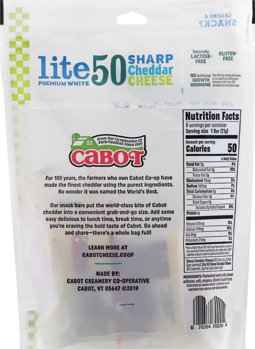 slide 7 of 10, 12/6Oz 3/4Oz Sharp 50% Light White Cheddar Bars-Snack Size, 8 ct