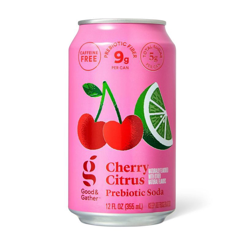 slide 1 of 3, Cherry Citrus Prebiotic Soda - 12oz - Good & Gather™, 12 oz