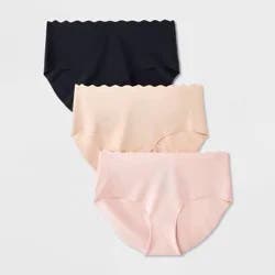 Girls' 3pk Scallop Hipster Underwear - art class™ Beige M