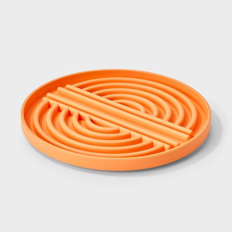 slide 1 of 3, Lick Mat Slow Feed Dog and Cat Bowl - Boots & Barkley™ Orange, 1 ct