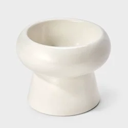 32 fl oz Ceramic Angled Dog and Cat Bowl - Boots & Barkley™ Ivory