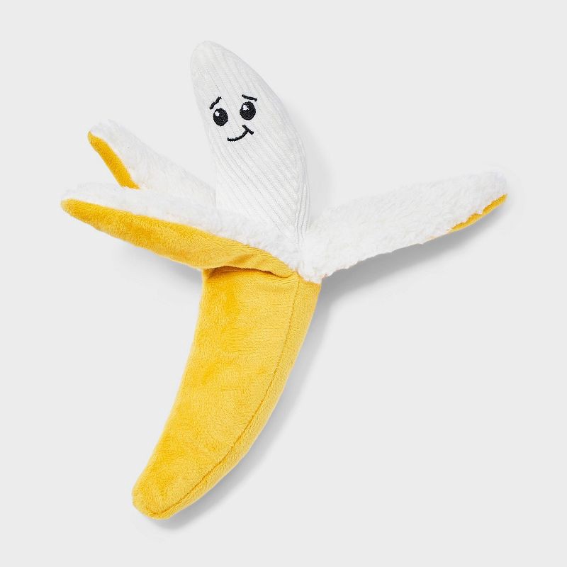 slide 1 of 2, Banana Plush Dog Toy - Boots & Barkley™: 9.75" Length, 0.11 lbs Weight, Dog Occupy Fun, 1 ct