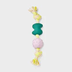 Rope and Balls Tough Rubber Dog Toy - Boots & Barkley™: Tug, Occupy, Fetch Activities, 14" Height, 0.52 Lb