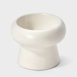 16 fl oz Ceramic Angled Dog and Cat Bowl - Boots & Barkley™ Ivory