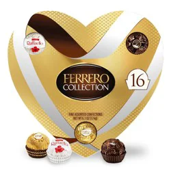 Ferrero Collection Premium Assorted Hazelnut Milk Chocolate Dark Chocolate and Coconut Valentine's Day Heart Gift Box - 6.1oz/16ct