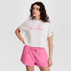 Champion Women's Iconic Cropped Short Sleeve Palm T-Shirt - White M