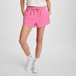 Champion Women's Iconic Cinch Waist Essentials Jersey Shorts - Pink XL