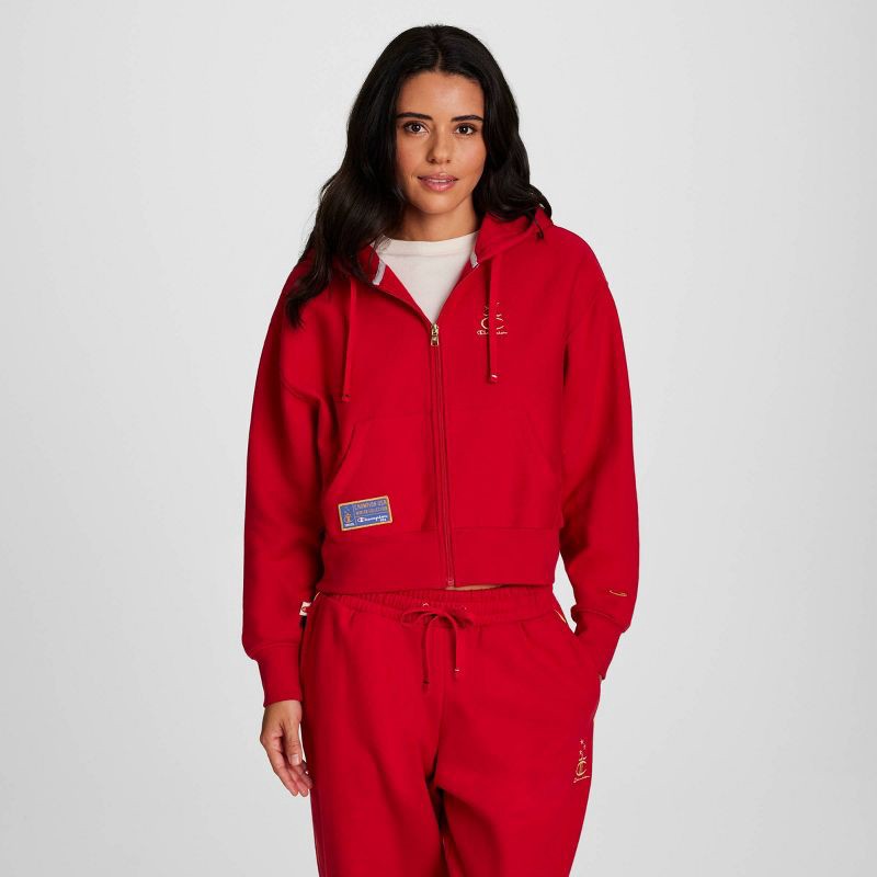 slide 1 of 11, Champion Women's Gold Medal Cropped Full Zip Hoodie - Red S, 1 ct