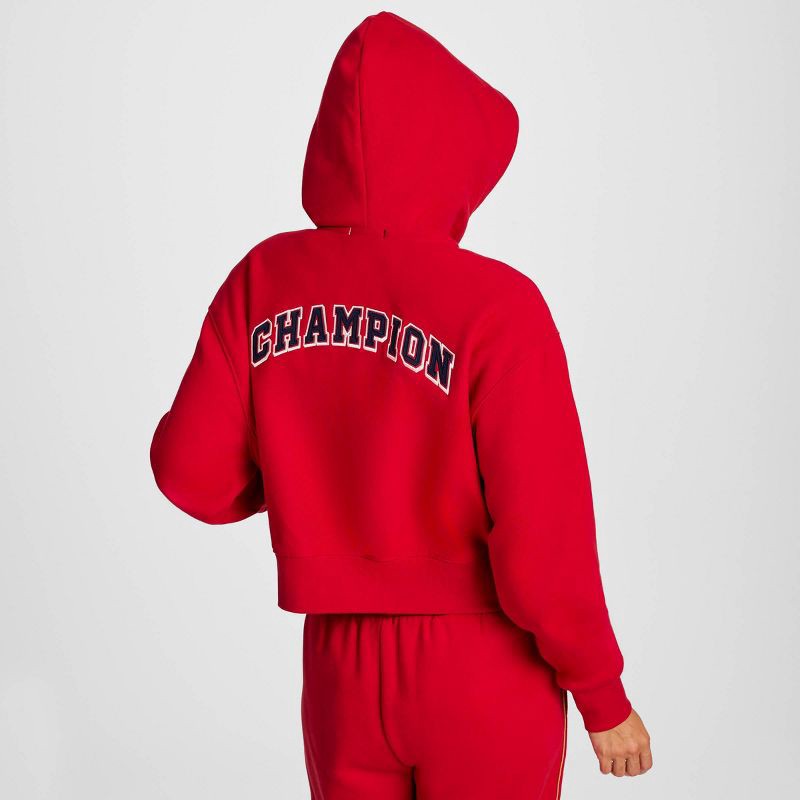 slide 7 of 11, Champion Women's Gold Medal Cropped Full Zip Hoodie - Red L, 1 ct