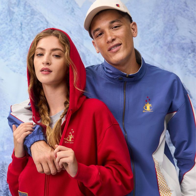 slide 11 of 11, Champion Women's Gold Medal Cropped Full Zip Hoodie - Red L, 1 ct