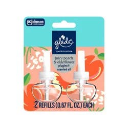 Glade PlugIns Scented Oils Air Freshener Refills - Juicy Peach & Elderflower - 2ct/1.34oz: Spring, Paraben-Free, Electric
