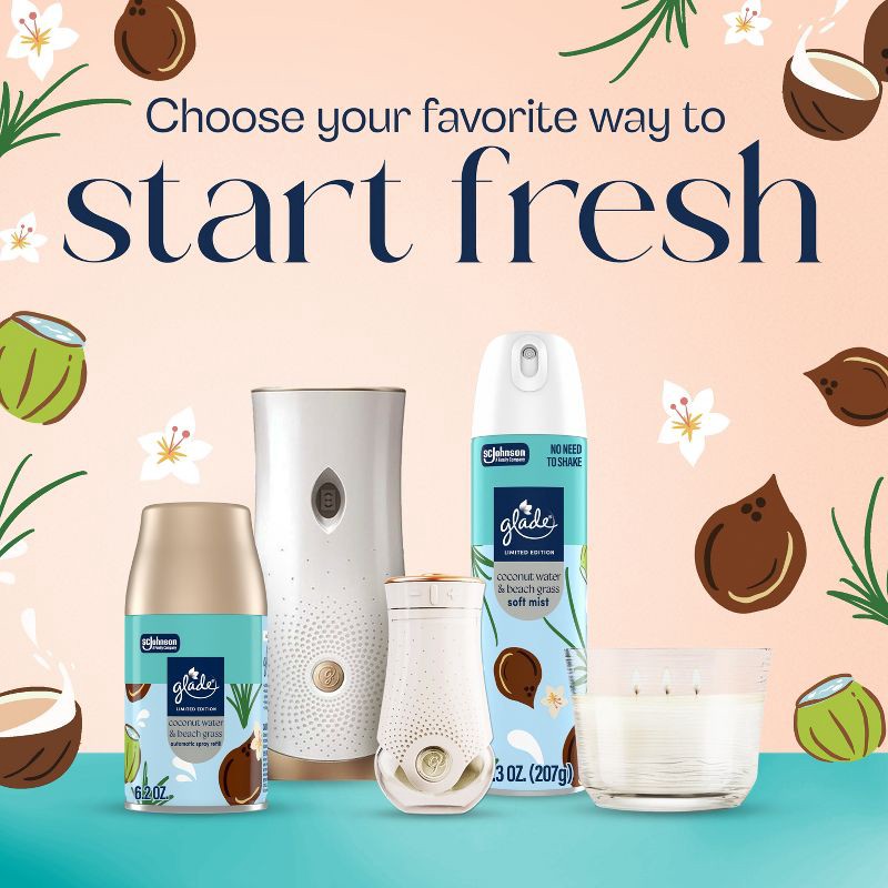 slide 9 of 11, Glade Automatic Spray Air Freshener Refills - Coconut Water & Beach Grass - 6.2oz, 6.2 oz