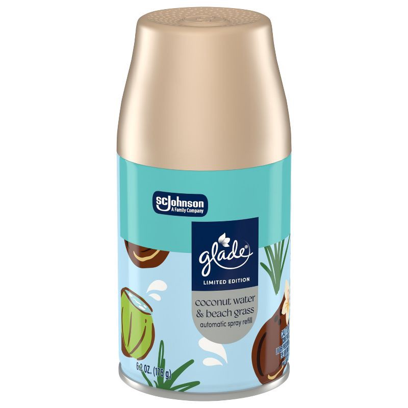 slide 11 of 11, Glade Automatic Spray Air Freshener Refills - Coconut Water & Beach Grass - 6.2oz, 6.2 oz