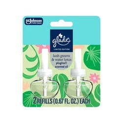Glade PlugIns Scented Oils Air Freshener Refills - Lush Greens & Water Lotus - 2ct/1.34oz