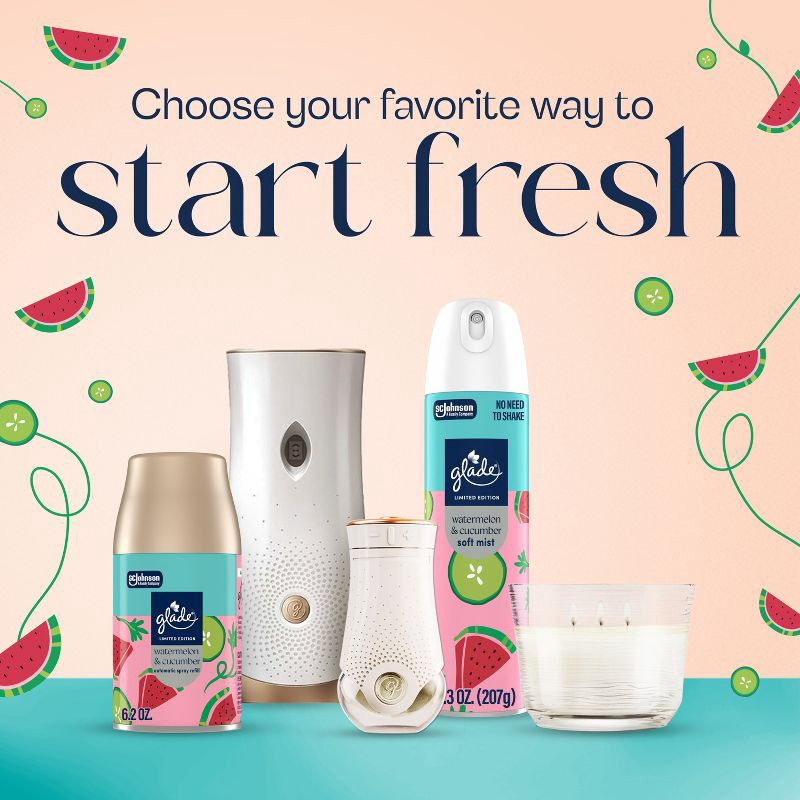 slide 9 of 11, Glade Automatic Spray Air Freshener Refills - Watermelon & Cucumber - 6.2oz, 6.2 oz