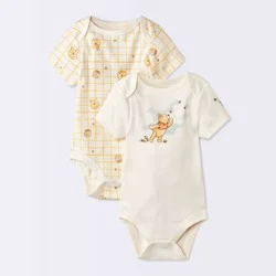 Baby 2pk Winnie The Pooh Short Sleeve Bodysuit - Cloud Island™ Cream Newborn