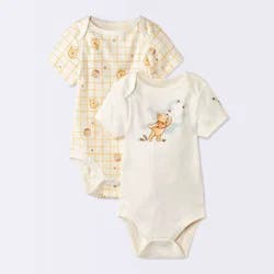 Baby 2pk Winnie The Pooh Short Sleeve Bodysuit - Cloud Island™ Cream Newborn