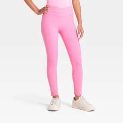 Girls' Everyday Soft Crossover Waistband Leggings - All In Motion™ Vibrant Pink XL