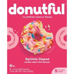 Bakeful Donutful Pink Dipped Sprinkle Mini Donuts - 7.05oz/10ct