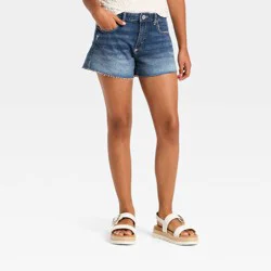 Girls' Mid-Rise Cutoff Denim Shorts - art class™ Medium Blue Wash XL