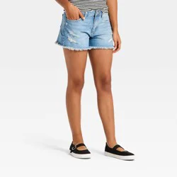 Girls' Mid-Rise Cutoff Denim Shorts - art class™ Light Blue Wash S