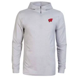 NCAA Wisconsin Badgers Men's 3/4 Zip Sweatshirt with Hood - XL