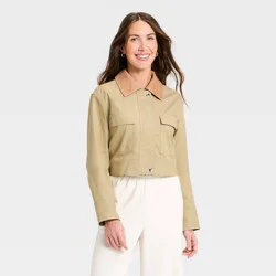 Women's Transitional Cropped Jacket - A New Day™ Tan XL